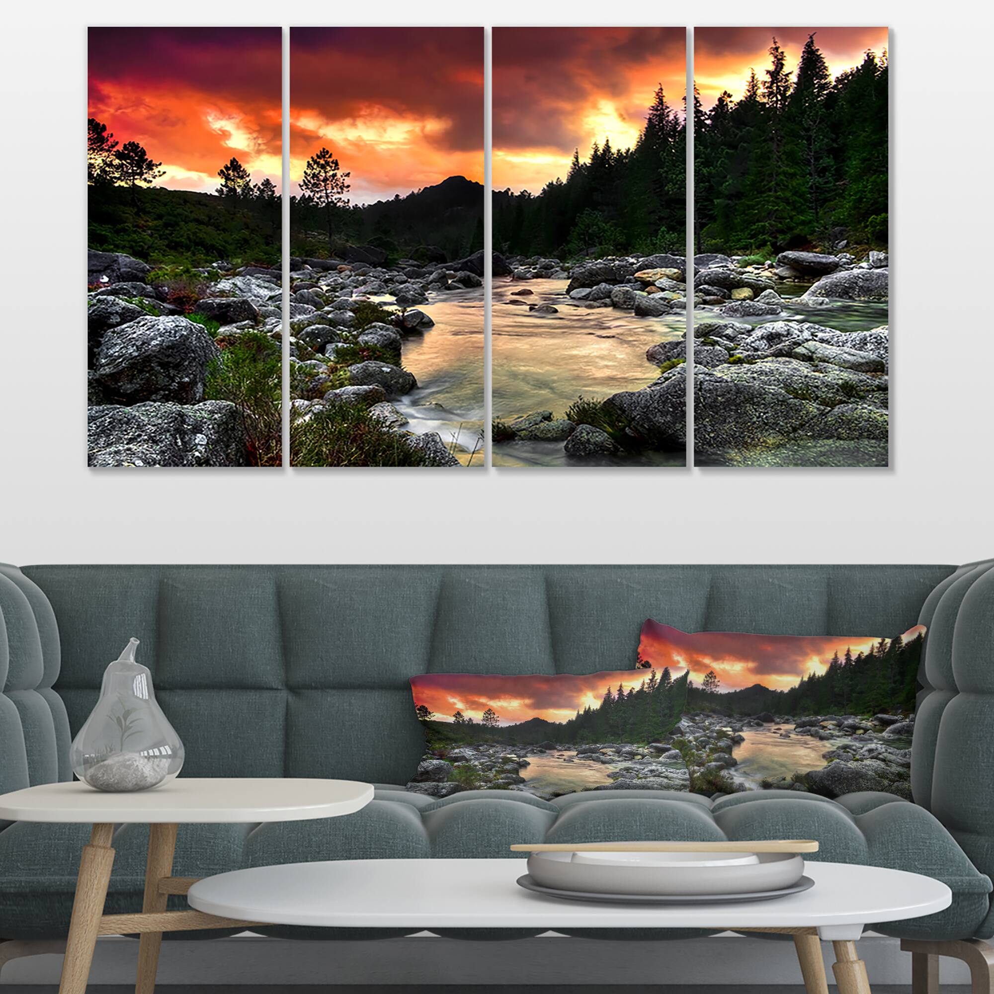 Designart - Rocky Mountain River at Sunset